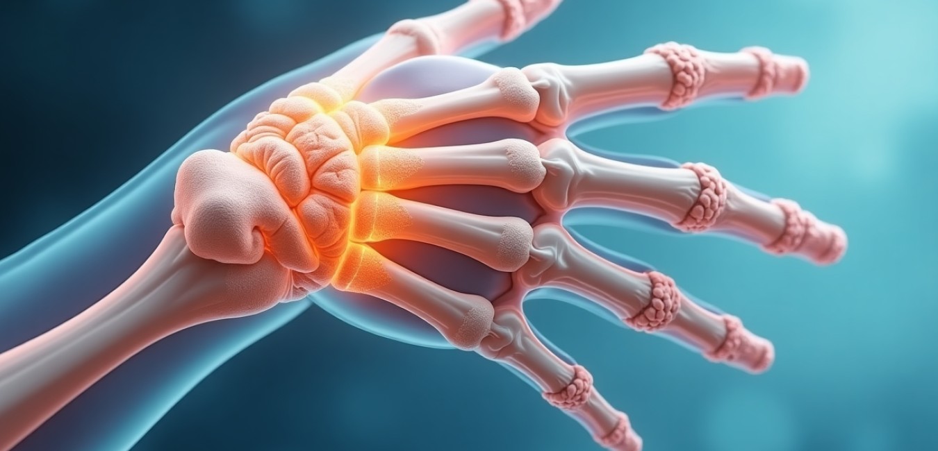 Medyczna ilustracja przedstawiająca strukturę kości z zaznaczonymi obszarami metabolizmu wapnia i procesami przebudowy kostnej.